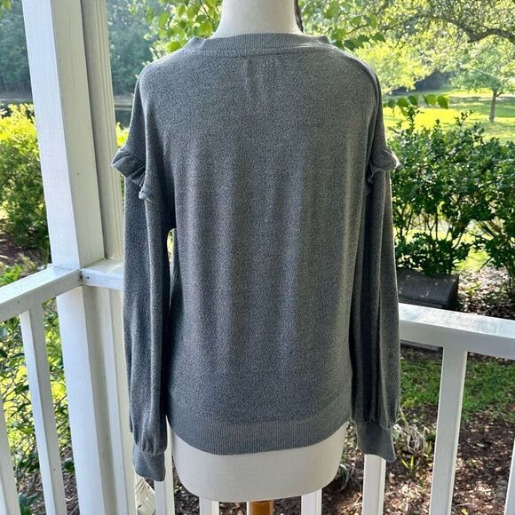 Paige Heather Grey Ruffled Sleeve Sweater - Picture 2 of 7
